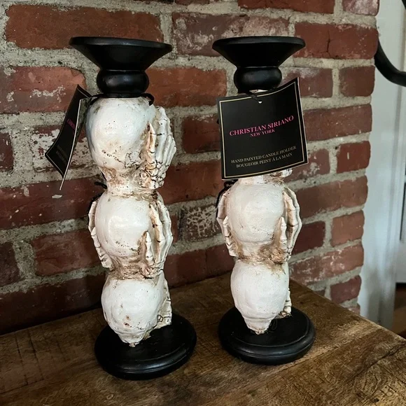 Christian Siriano skull spider candlesticks new with tags perfect for Halloween - Picture 5 of 6